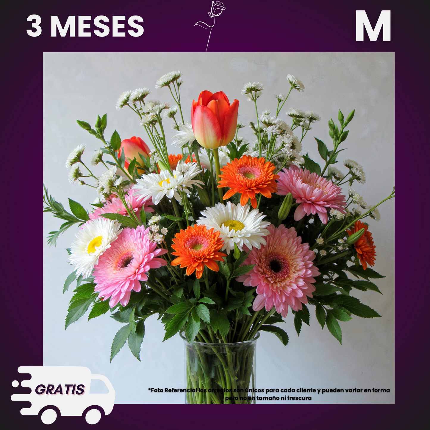 Trimestral: Ramo Surtido de Flores Exclusivas (3 Ramos al Mes)