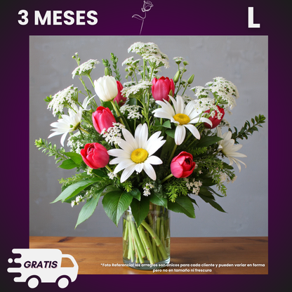 Trimestral: Ramo Surtido de Flores Exclusivas (3 Ramos al Mes)