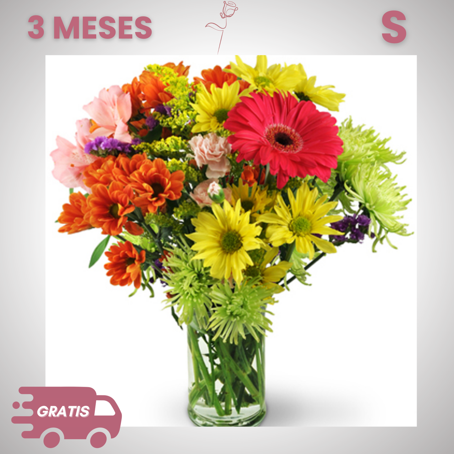 Trimestral: Ramo surtido de Flores Premium (3 Ramos Frescos Cada Mes)