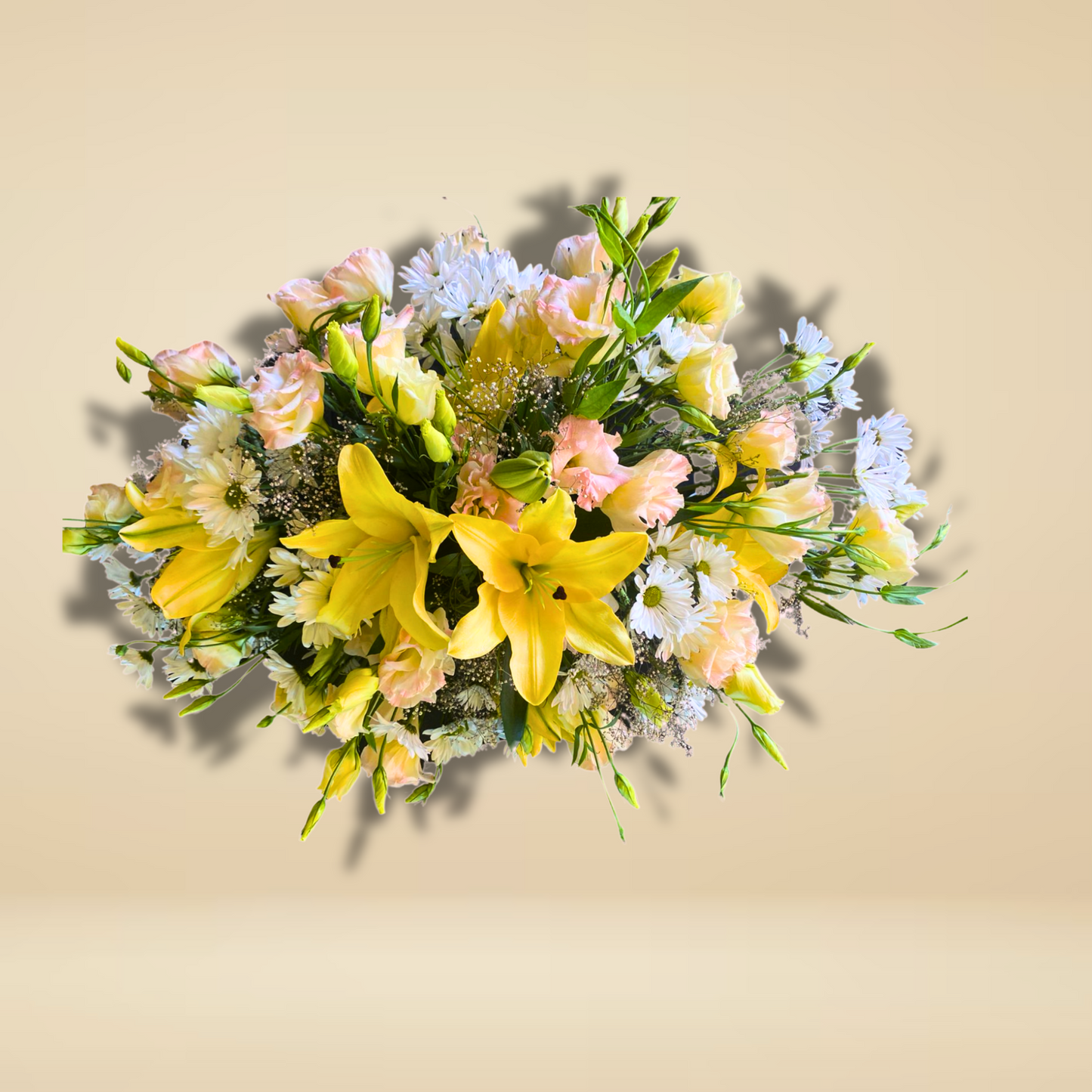 Arreglo Floral Tipo Cojín en tonos blancos pasteles