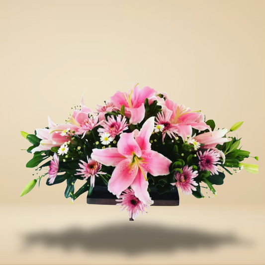 Arreglo Floral Tipo Cojín en tonos rosados